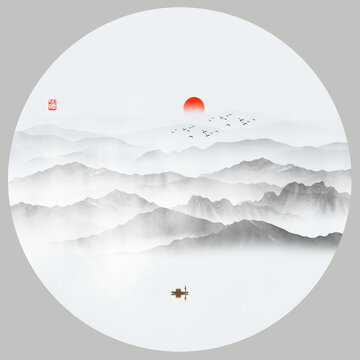 水墨圓形