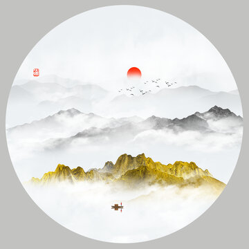 意境水墨山水畫