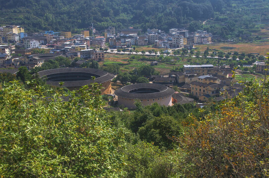 永定高北土楼群俯瞰风景