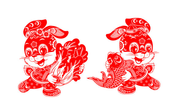 兔年窗花剪紙