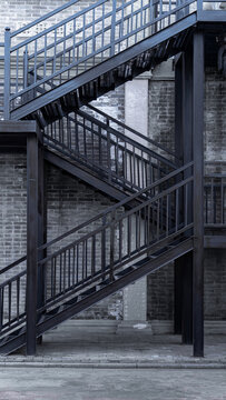 建业电影小镇的钢架楼梯