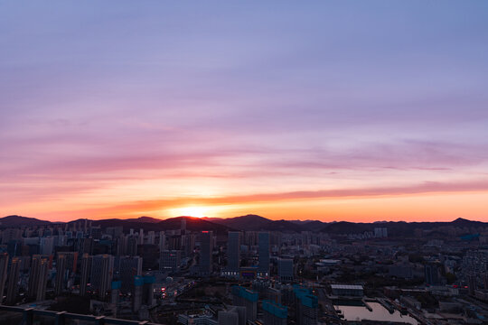 大连早霞晚霞火烧云高清素材