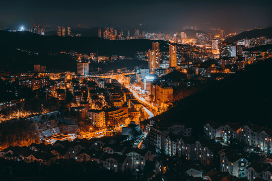 辽宁大连城市建筑风光夜景