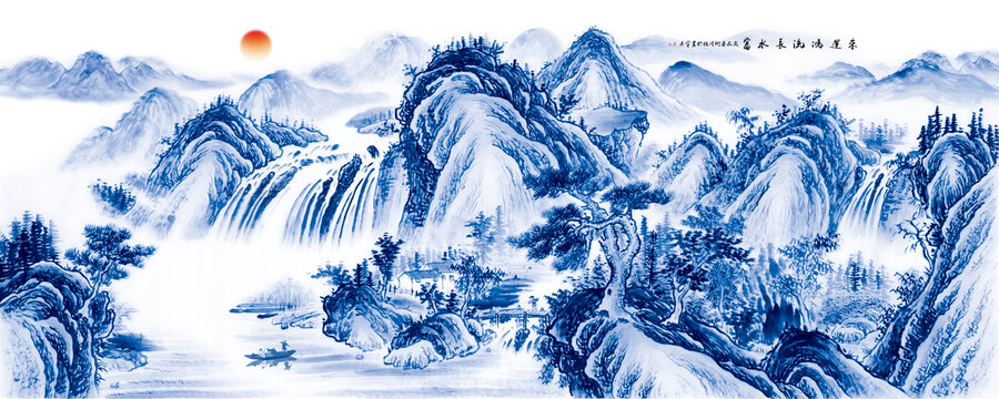 青花瓷山水畫