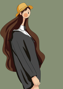 扁平風插畫女孩