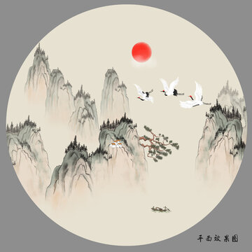 復(fù)古古典傳統(tǒng)山水畫
