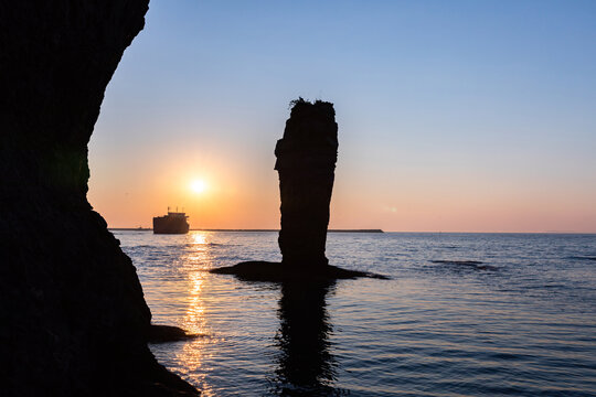 大连风光小黑石海域日落