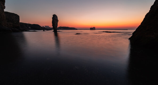 大连风光小黑石海域日落