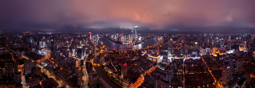 上海天际线夜景全景
