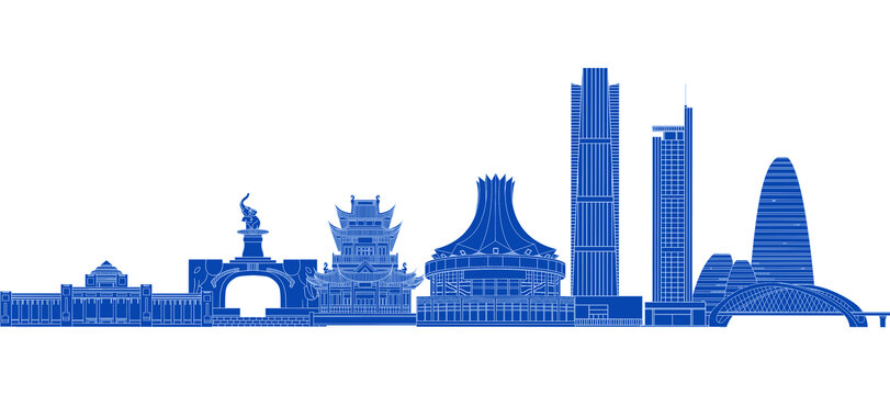 剪影廣西南寧地標(biāo)建筑群