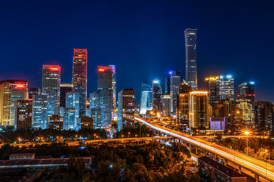 北京国贸商业区夜景