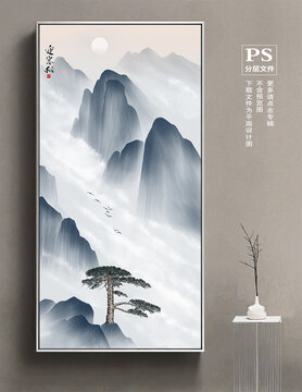 迎客松山水畫