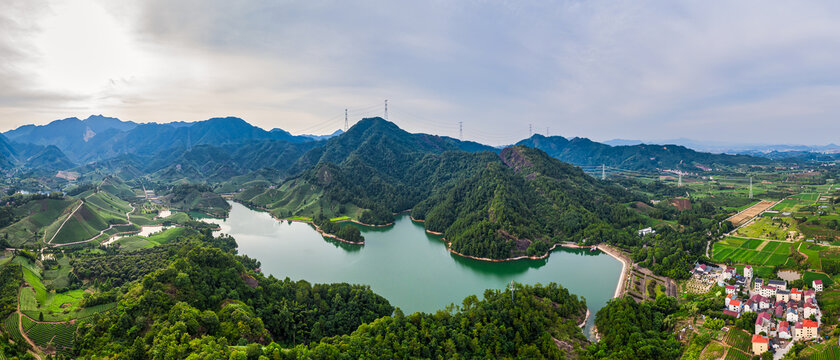 武义石鹅湖水库航拍全景