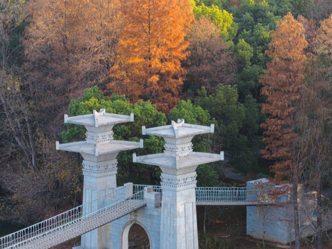 武汉东湖落雁岛风景区深秋风