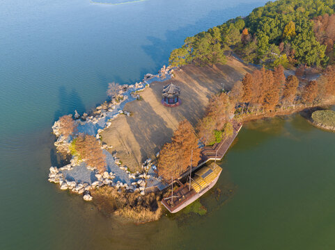 武汉东湖落雁岛风景区深秋风