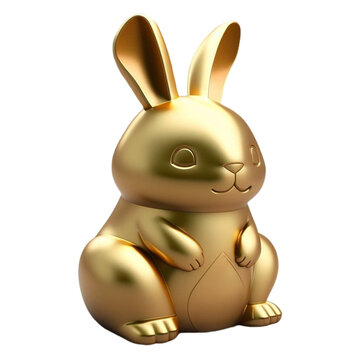 3D三維立體站立黃金兔子