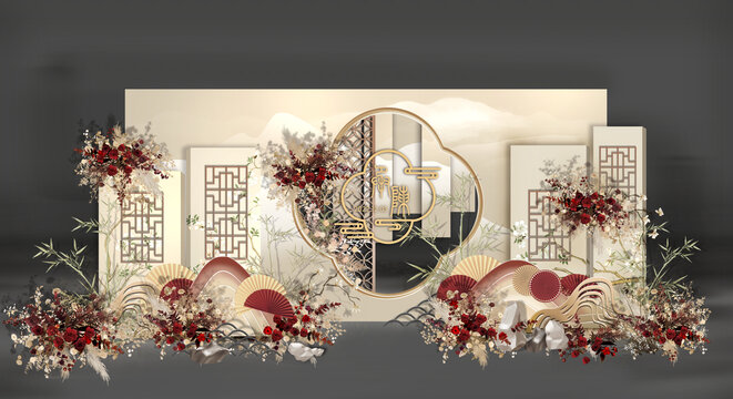 香檳色新中式婚禮效果圖