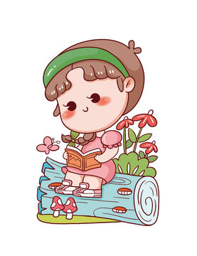 手繪卡通小女孩
