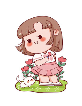 手繪卡通小女孩