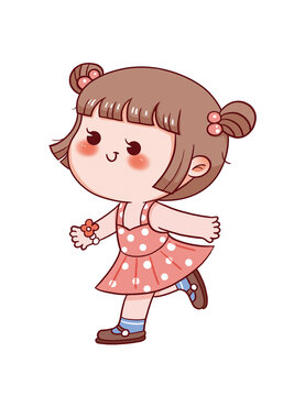 手繪卡通小女孩