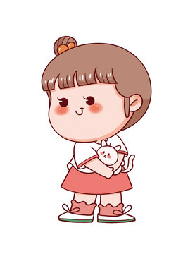 手繪卡通小女孩