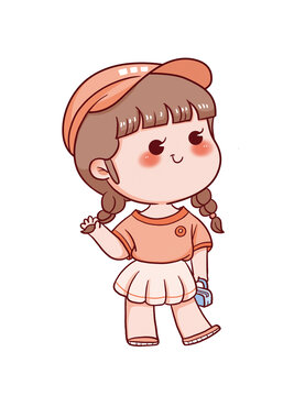 手繪卡通小女孩