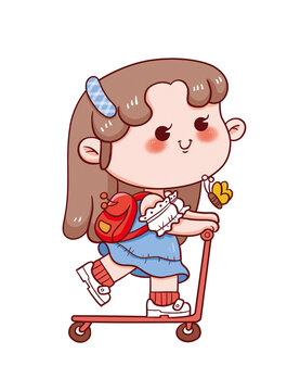 手繪卡通小女孩