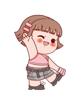 手繪卡通小女孩