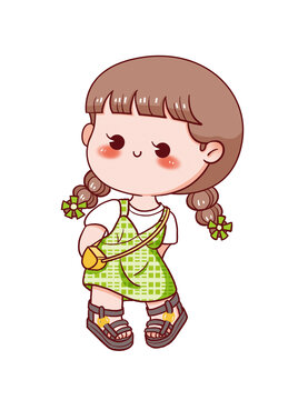手繪卡通小女孩