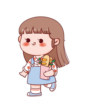 手繪卡通小女孩