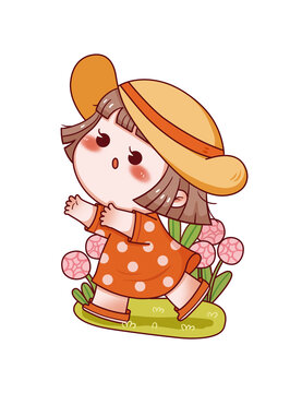 手繪卡通小女孩