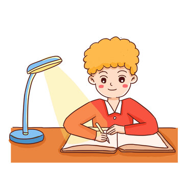 手繪卡通學習讀書免摳元素