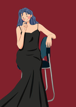 手繪插畫女孩