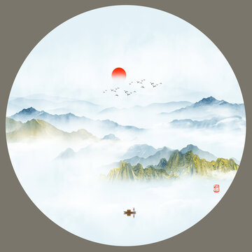 抽象山水裝飾畫