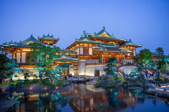 南京江宁金陵小城景区夜景