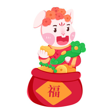 2023兔年載著福袋的兔子