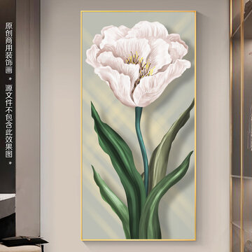 奶油风花卉玄关装饰画