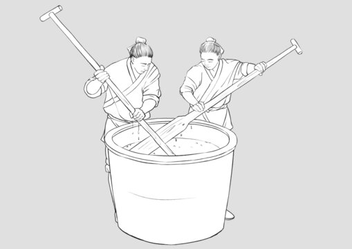 古代釀酒制酒工藝流程插畫開靶