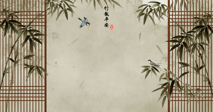 新中式竹子背景墻