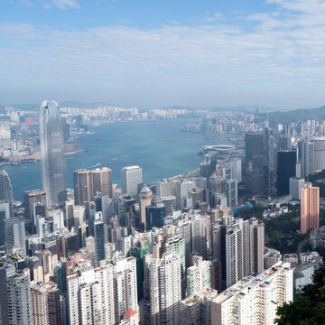 航拍中国香港现代建筑景观