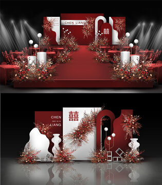 红白色婚礼效果图设计