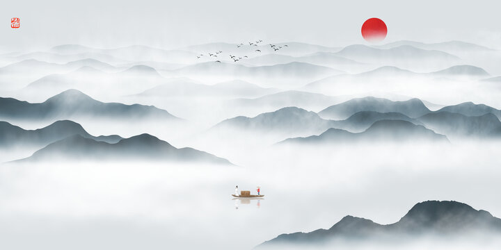 寫意水墨山水畫