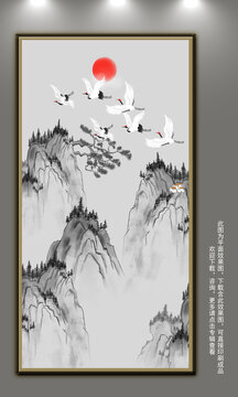 國畫水墨山水掛畫