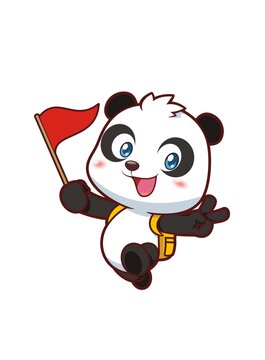 卡通可爱熊猫导游
