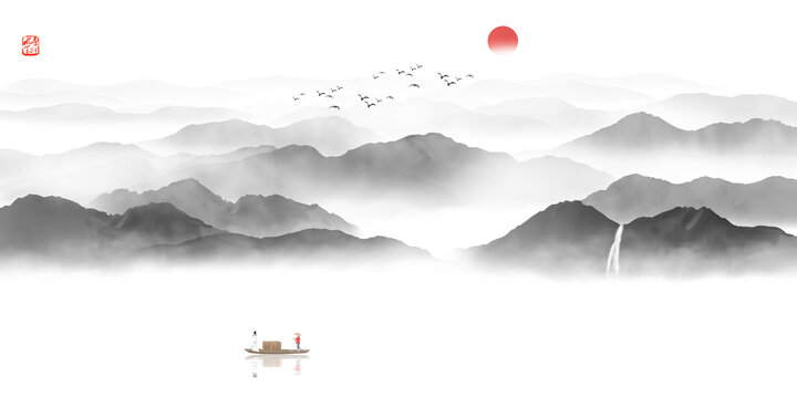 水墨山水背景