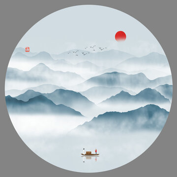 圓形山水畫