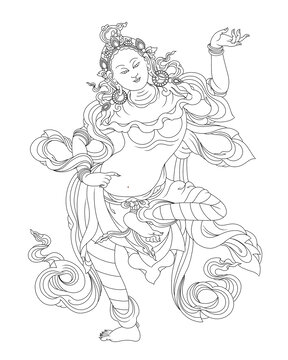 五妙語(yǔ)天女線稿