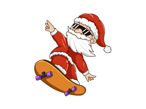 红白滑板飞起圣诞老人