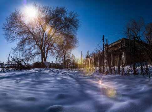 东北乡村雪景