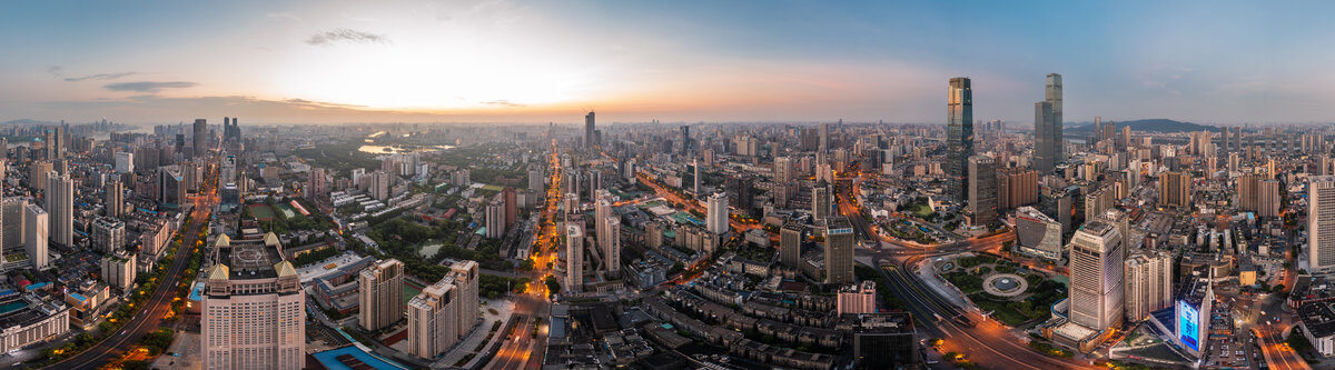 长沙金融中心地区城市风光航拍全景图